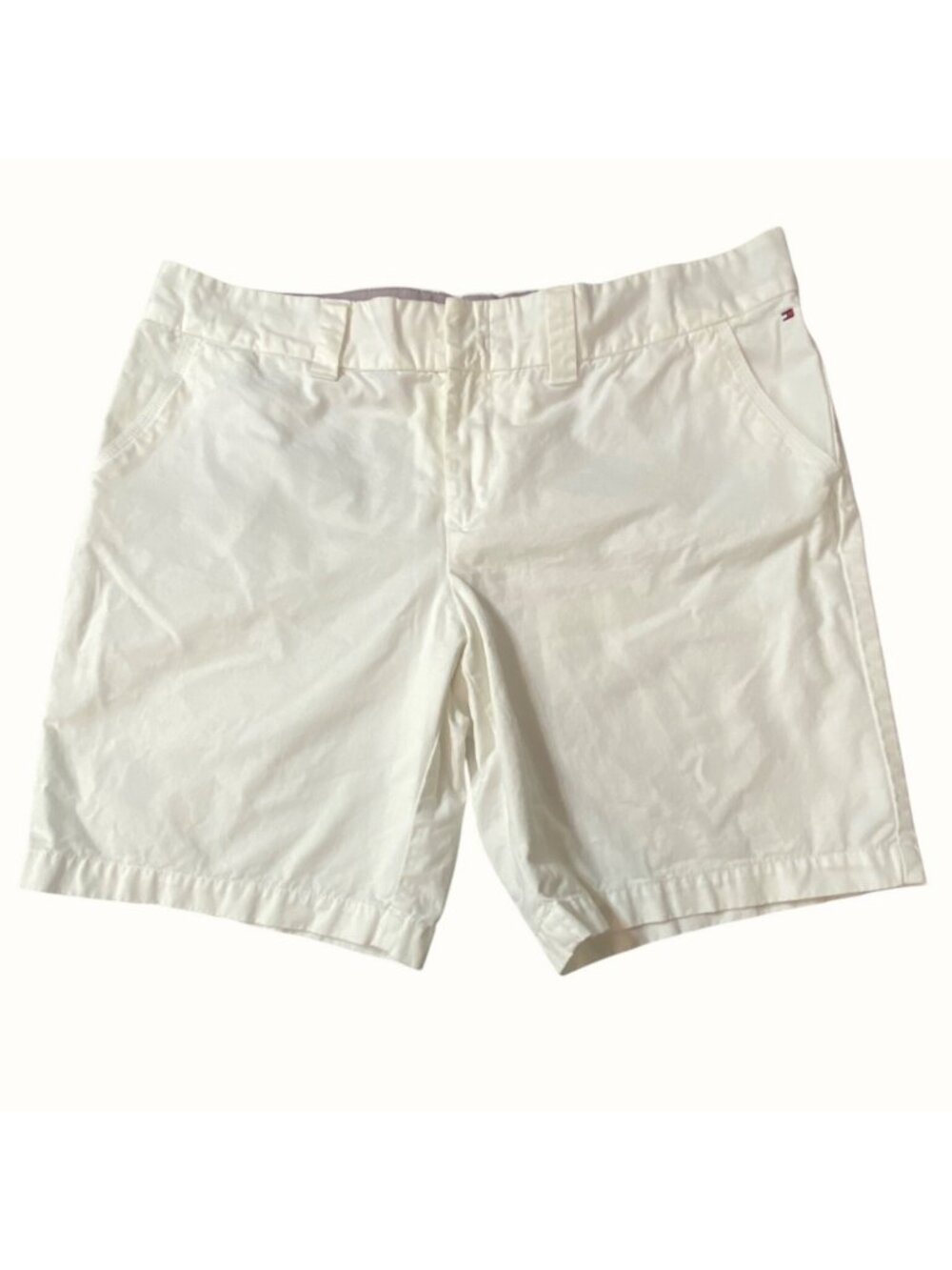 Tommy Hilfiger Womens White Chino Shorts Size 16 Cotton Blend Casual Summer Wear